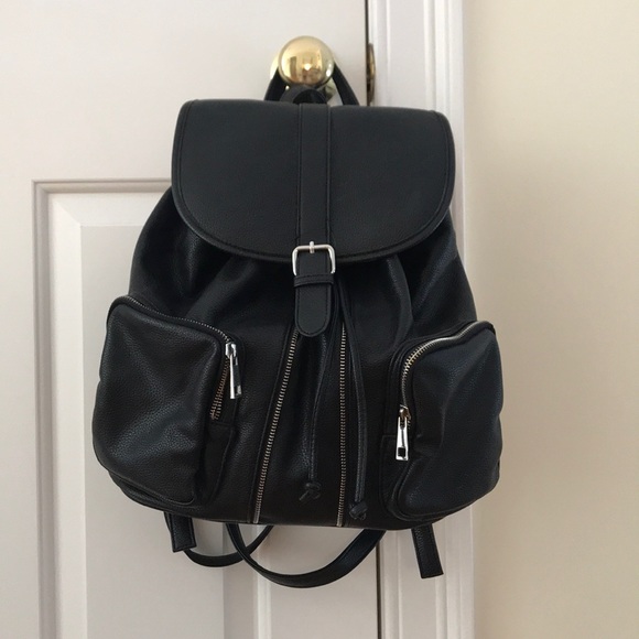 faux leather drawstring backpack